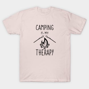 Camping Is My Therapy Happy Place Camper Campfire Nature Adventure Outdoors Life Smores Funny T-Shirt